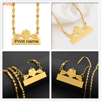 Collares con Letras Personalizadas con Nombre, Joyería Hawaiana con Flores de Guam, Impresión Personalizada con Fecha de Nacimiento/Tu Idea # 106721