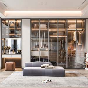 Armario Vestidor Convertible de Diseño Moderno, Personalizado, de Lujo, con Puerta de Vidrio, Muebles de Madera para Dormitorio de Apartamento - Product Image 5