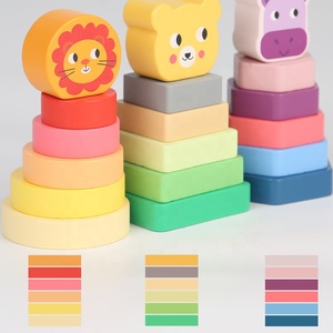 Planche d'appariement de formes pour enfants, blocs d'empilage <span class=keywords><strong>en</strong></span> <span class=keywords><strong>bois</strong></span> populaires, trieur d'animaux pour enfants, empileur - Product Image 2