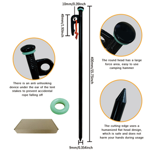 Estacas de Acero Resistentes <span class=keywords><strong>para</strong></span> Exteriores, Estacas de Metal Negras <span class=keywords><strong>para</strong></span> Tiendas de Campaña, Lonas y Toldos, Irrompibles e Inflexibles - Product Image 2