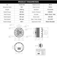 Moteur servo DC sans balais ZBDynamiX 48V, réducteur de joint robotique humanoïde 18:1, module d'actionneur planétaire, certifié CE