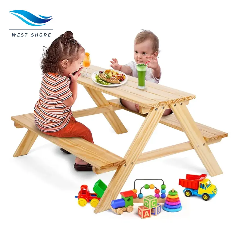 Outdoor Wooden Playground Wooden 2 Seat Bench with Sand Table for Children Other Outdoor Toys and Structures Solid Wood