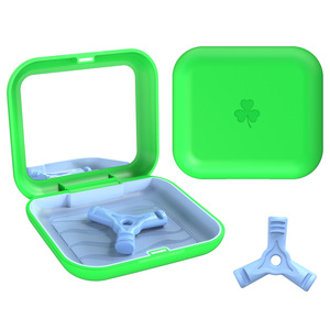 Portable square braces case with <b>mirror</b>, dustproof, easy to clean, cross-border orthodontic retainer and denture storage <b>box</b>. - Product Image 2