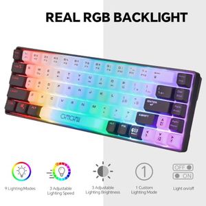 Tastiera da gioco OEM ODM Mini RGB 60, 68 tasti, piccola e compatta, USB cablata, retroilluminata con luci arcobaleno, bianca/nera - Product Image 3