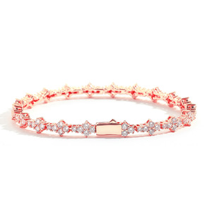 Pulsera de tenis de latón con circonitas 5A de 7mm, diseño flor de ciruelo, con cierre de resorte, chapada <span class=keywords><strong>en</strong></span> <span class=keywords><strong>oro</strong></span> de 14K, joyería Hip Hop <span class=keywords><strong>para</strong></span> mujer y <span class=keywords><strong>hombre</strong></span> - Product Image 3
