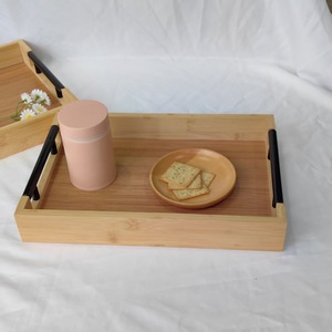 Ensemble de plateaux de service en bambou rouge érable, design moderne et minimaliste, pour thé, dessert, pain, usage hôtelier - Product Image 2
