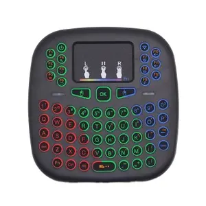 i18 RGB背光迷你键盘2.4G无线键盘，带触摸板鼠标，适用于安卓智能电视盒媒体播放器笔记本电脑