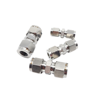 304/316 Acier Inoxydable Hex Double Virole Raccord Droit Égal 3-24.5mm 1/8 "-3/4" Tube Joint