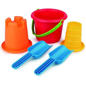 brinquedo praia meninas Suppliers-Conjunto de moldes de areia 5 em 1 para crianças, kit de ferramentas de balde para praia, brinquedos para bebês, conjunto de brinquedos de praia