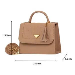 Bolso de Hombro para Mujer Fana, Diseño Cruzado, Decoración con Borlas, Asas para Maquillaje, 21.5x15.5x8.5cm, Estilo Moderno - Product Image 1