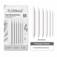 FLOWood 6 Estompes à papier, tailles assorties, à double pointe, pour croquis et ombrage, outils d'art