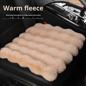 Toptan evrensel 3 parça Set kış araba koltuk minderi imitasyon tavşan kürk araba klozet kapağı kalın peluş yumuşak ve sıcak - Product Image 2