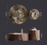 Ensemble de tables basses en marbre de design minimaliste italien, cadre en bois, table gigogne haut de gamme pour les petits salons modernes, meubles