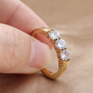Gold Wedding <b>Ring</b> With Round Brilliant Cut Stones Women's Fashion Jewelry Band 24096 - Product Image 3