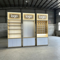 Meja Display Ponsel Kayu untuk Toko, Konter Display Ponsel Retail dengan Lampu LED, Etalase Handphone
