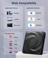 Drive DVD Eksternal CD DVD Burner Writer 24XCD 8XDVD Pembaca Portabel untuk Laptop PC Windows 11/10 Linux Mac OS