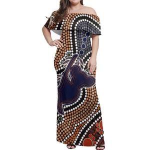 Vestido personalizado con elementos aborígenes australianos, vestido informal suave y cómodo, ropa de <span class=keywords><strong>mujer</strong></span> transpirable de secado rápido al por mayor - Product Image 5