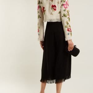 Manteau en mélange de lin pour femme, broderie florale, collection automne 2023, grandes tailles, veste courte tissée, col rond standard, décontractée, livraison en 7 jours - Product Image 5