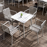 Ensemble de table et chaises de salle à manger en bambou pour l'extérieur, mobilier commercial pour patio, café, restaurant, cour, bar, sièges en plein air