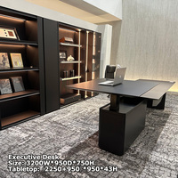 Bureau de direction avec armoire latérale et bibliothèque intégrée, réglable en hauteur