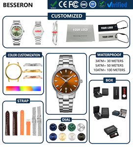 Montre à quartz de luxe pour homme, personnalisée, en acier inoxydable 316L, mouvement japonais Miyota, style business, <span class=keywords><strong>avec</strong></span> phase lunaire et cadran de 42 mm - Product Image 3