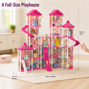 Ensemble de construction de <span class=keywords><strong>maison</strong></span> de poupée Villa de 368 pièces, 19 pièces, rose, avec double toboggan, meubles et accessoires, <span class=keywords><strong>pour</strong></span> jeu d'imitation intérieur, cadeau familial - Product Image 2