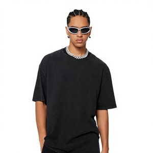 Wholesale OEM Custom Men's Acid Wash Vintage Graphic T-Shirt Heavyweight Knitted Black Oversized DTG Washed Stock <b>Print</b> Pattern - Product Image 5