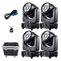 4 unidades Mini 7*40W RGBW 4 en 1 Luz de cabeza móvil LED con efecto Beam Wash Zoom Bye Eye, control de punto, iluminación de escenario y Flight Case