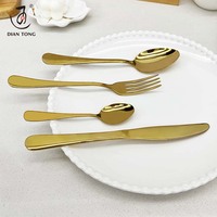 Ensemble de couverts de luxe en acier inoxydable doré pour mariage et restaurant – Couteaux, cuillères et fourchettes