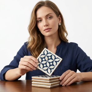 Classic Style Luxury Design Tea Table Decorative Bone Inlay Coaster High Quality Handmade Eco-Friendly Oil-Proof Handmade - Product Image 1