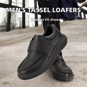 38-50 Size 2026 Men's Fashion Soft Leather Loafers with <b>Tassels</b> Round Toe Hook & Loop Casual Spring Wedding/Evening Party Dress - Product Image 2