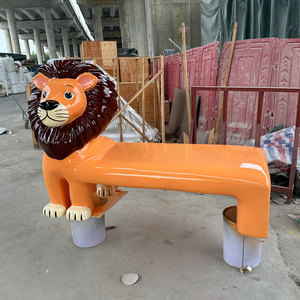 Chaise de loisirs créative d'extérieur, sculpture d'art paysagère pour centre commercial et parc, tabouret carré de dessin animé, dossier personnalisé au design vert - Product Image 5