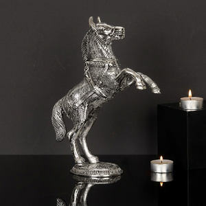 Silver and Gold Running Horse Sculpture Decorative Tabletop Figurine for Home Office and Luxury Interior Decor - Product Image 1