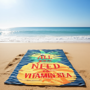 Serviette de plage imprimée ananas, 100% coton, rectangulaire, design estival vibrant, serviette pour adulte - Product Image 2