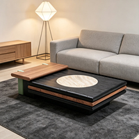 Ensemble de tables basses rétro mi-siècle avec plateau en bois, finition bois massif, table d'appoint pour salon, table à thé créative de designer avec rangement, pour la maison neuve