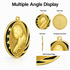 Medallas de Fútbol Personalizadas OEM en 3D, Premios al Ganador, Oro, Plata, Bronce, Medallas de Metal con Logotipo Grabado Personalizado, Insignia de Honor Deportiva - Product Image 5