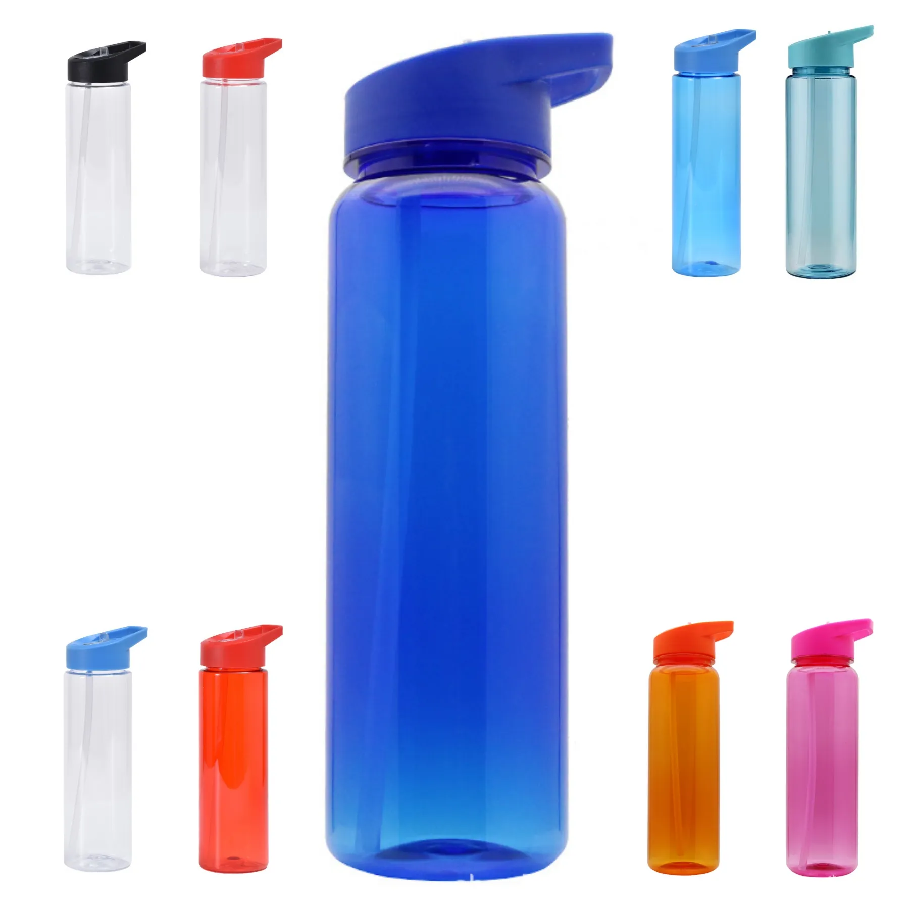 700ml Blue body Casual Design Single layer plastic Drinks Plastic Drinking Water Bottles Plastic Water Bottle custom