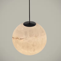 Lustre contemporain italien en marbre d'albâtre blanc, suspension décorative en forme de boule pour salle à manger