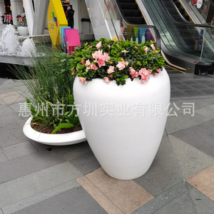 Ensemble de pots à fleurs modernes en résine, jardinières circulaires d'extérieur pour la décoration des centres commerciaux, des hôtels et des places publiques - Product Image 4
