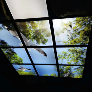 Lampe de plafond à paysage romantique, lumière de panneau pour hall de club, ciel bleu, nuage, arbre <span class=keywords><strong>vert</strong></span>, vision, lumières de plafond somptueuses - Product Image 3