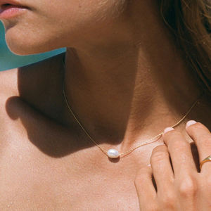 Dainty Freshwater <strong>Pearl</strong> <strong>Pendant</strong> <strong>Necklaces</strong> Jewelry Minimalist 18K Gold Plated Stainless Steel Chain Choker <strong>Necklace</strong> for Women - Product Image 5