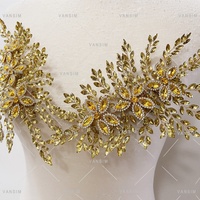 Offre Spéciale – Appliques 3D en Strass Faits Main, Argent et Or, Brodés de Cristaux pour Cheveux de Bal, Décoratifs