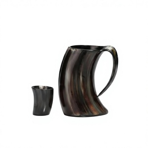 Jarra de Cerveza Artesanal Ecológica de Cuerno de Búfalo con Asa, Diseño Clásico, Gran Capacidad, Decoración para Comedor, Oficina, Hogar y Bar - Product Image 1