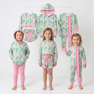 Ensemble haut et short à manches longues pour bébés filles, imprimé à nœuds, tenue à volants, dernière collection - Product Image 1