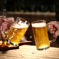Verres à bière classiques en gros – Tasses à bière en cristal transparent avec poignée pour bars, fêtes et restaurants