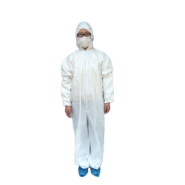 PP Nonwoven Disposable Waterproof Coverall with Hood for Protection