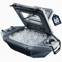 Glacière flottante, glacière à glace flottante de 40 QT avec compartiment de rangement étanche et corde de remorquage, glacière à boissons amphibie haut de gamme