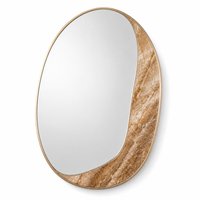 Miroir mural en marbre naturel biologique de luxe avec bordure en or champagne pour la décoration intérieure design