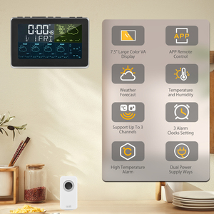 Station météo sans fil RSH avec réveil, écran LCD couleur, port de charge USB, surveillance de la température et de l'humidité pour la maison et l'hôtel - Product Image 6
