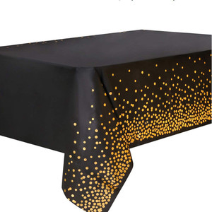 <strong>Plastic</strong> Tablecloths for Rectangle Party <strong>Tables</strong> Disposable with Gold Disc Rectangular <strong>Table</strong> <strong>Cover</strong> - Product Image 4